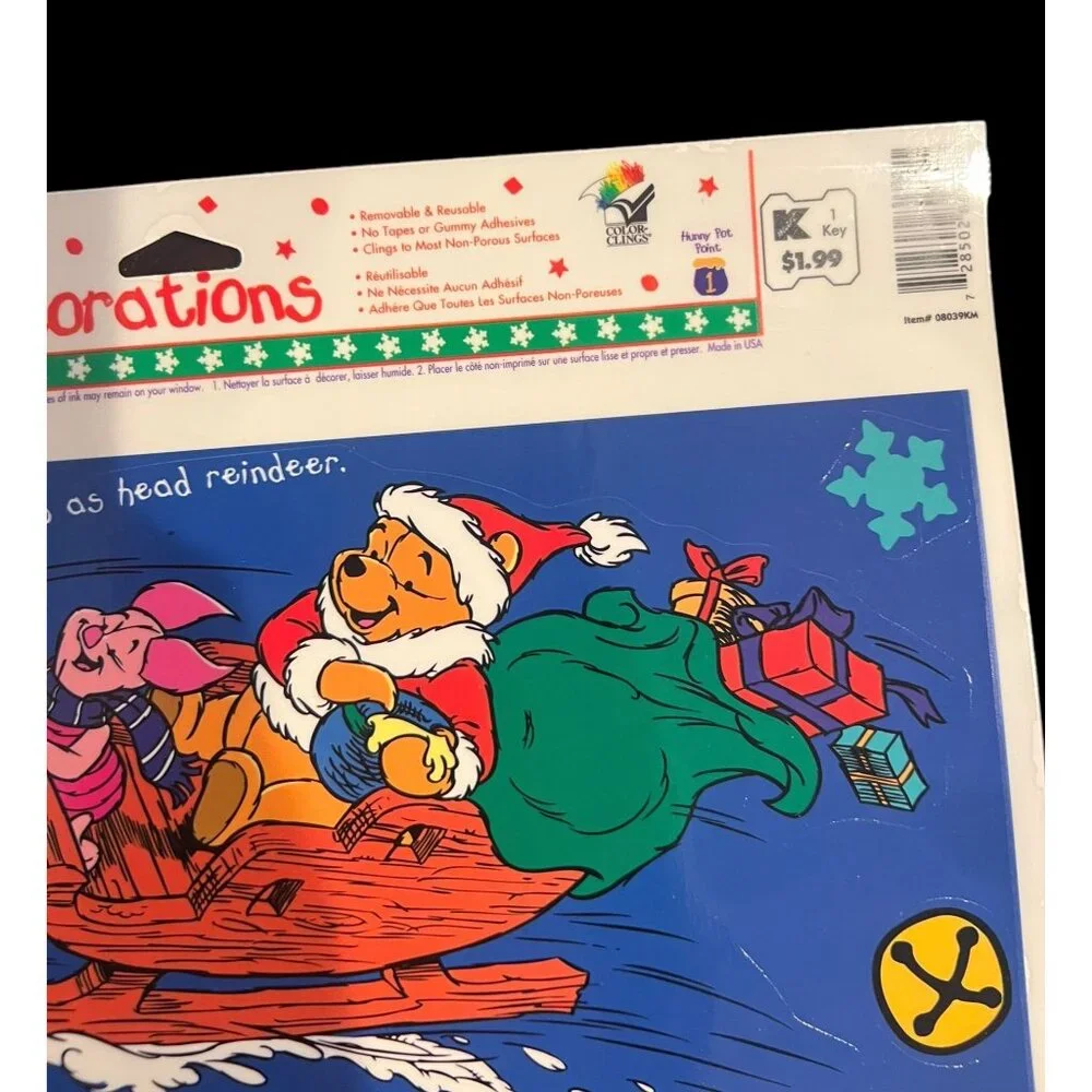 Vintage Disney Winnie The Pooh Bear & Friends Christmas Window Clings‎ Lot NOS